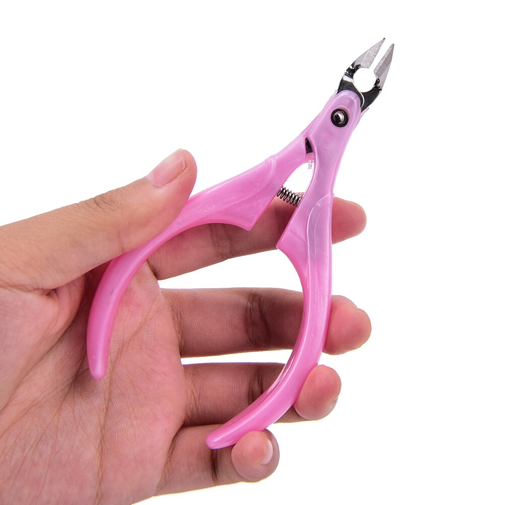 Neglebåndstang klipper kantskærer saks manicure trimmer saks rustfrit stål + plast pink nail art værktøj