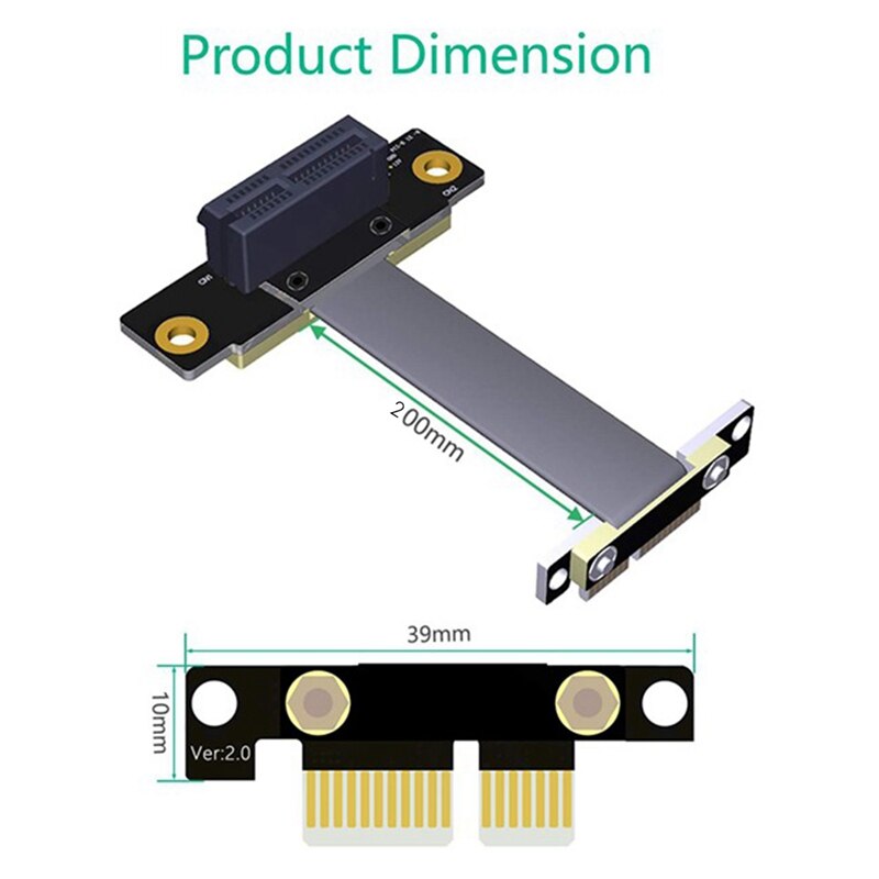 PCIE X1 Riser Cable Dual 90 Degree Right Angle PCIe 3.0 X1 to X1 Extension Cable 8Gbps PCI Express 1X Riser Card