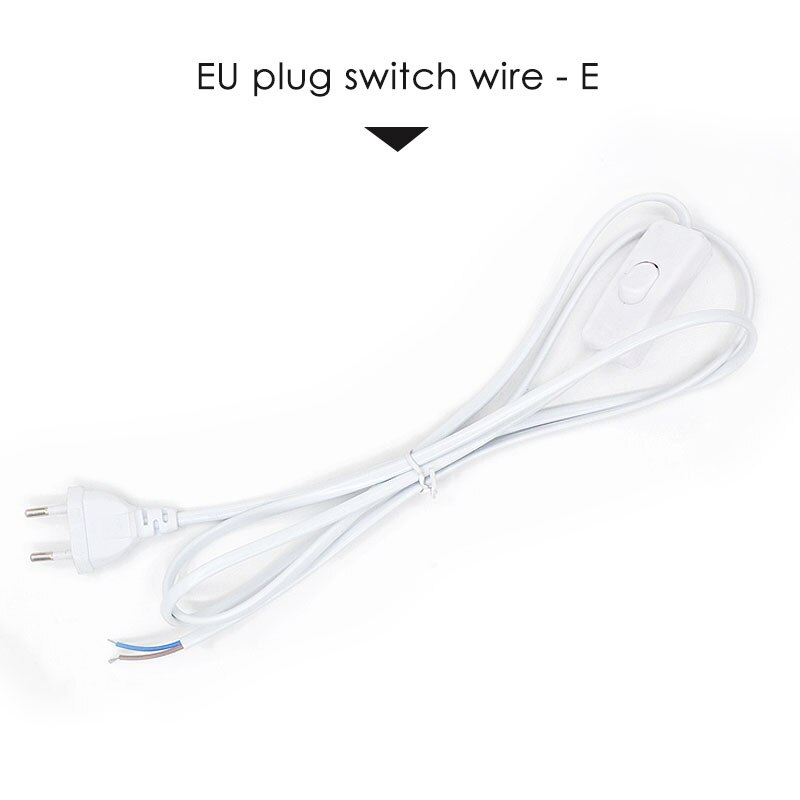 1.8m 2- kjerne-strømforsyning-kabel lampe-kontakt strøm-kontroller forlengelse ledet-test-lys-ledning knapp-bryter eu-plugg 220v 110v