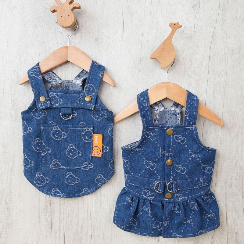 Denim Dog Dress Harness Puppy Summer Clothes for Small Medium Dogs Chihuahua French Bulldog Walking Chest Strap Vest With D-Ring