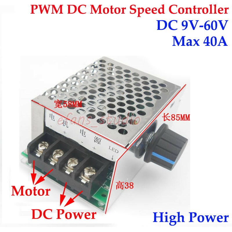 DC 9-60V 12V 18V 24V 36V 48V 40A PWM DC Motor Speed Controller Speed Regulator High Power Potentiometer For 785/775 Motor
