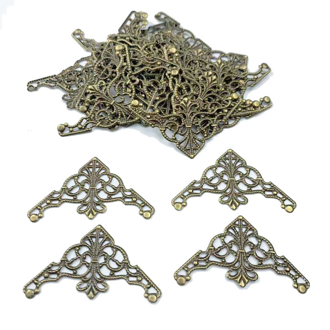20Pcs 30X57Mm Metalen Filigraan Wraps Connectors Metalen Ambachten Decoratie Diy Sieraden: bronze 20pcs