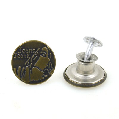 Komen 10 Sets/partij 17Mm Brons Mode Metalen Jeans Knop Schacht Knop Voor Kledingstuk Broek Naaien Kleding Accseeories Handgemaakte: NO 074