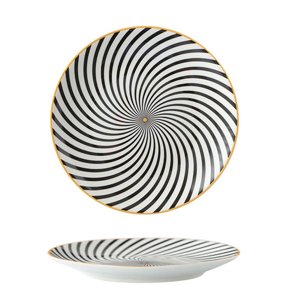 Plato de desayuno de cerámica geométrica de 8 pulgadas, plato de estilo occidental, patrón de cebra, postre, pastel, plato de fruta, vajilla China de hueso: B
