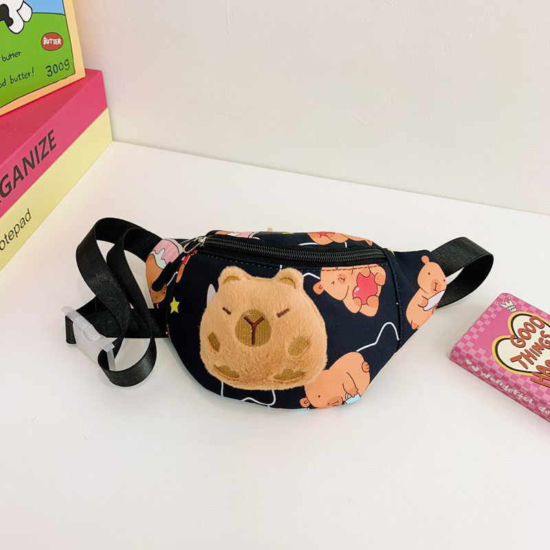 Kawaii Capybara Umhängetasche für Kinder, Brusttasche, Cartoon-niedlicher Rucksack, lässig, Outdoor, Reisen, Geldbörse, Taillen-Organizer,: Himmel Blau