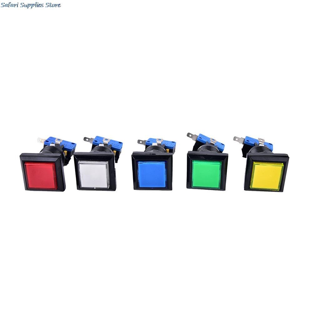 1 PZ Nuovo arcade macchina del gioco push button Quadrati LED momentaneo illuminato push button 5 Colori