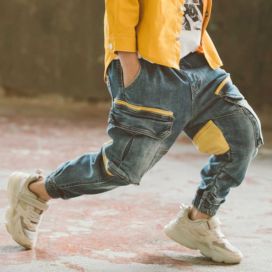 Jeans For Boys Patchwork Boy Jeans Kids Three-Dimensional Pocket Kids Jeans Autumn Jeans Pants For Boys 6 8 10 12 14 Year