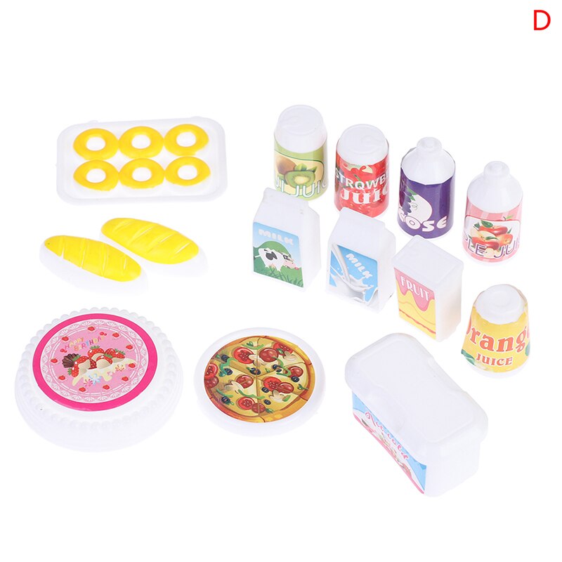 1:12 Simulation Miniature Furniture Toy Doll Dollhouse Refrigerator Table Food: D