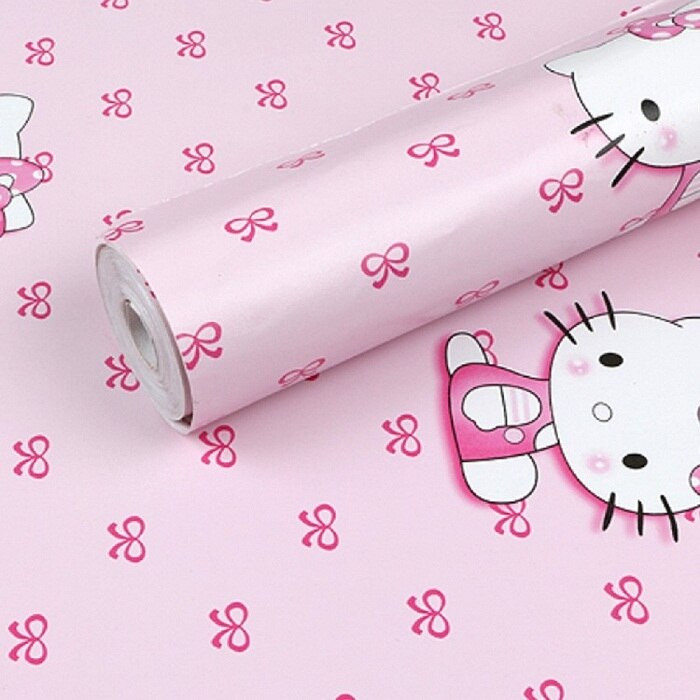 45 CM X 1000 CM HelloKitty Waterdichte PVC zelfklevende behang muurstickers woonkamer TV muur slaapkamer kids creatieve: Paars