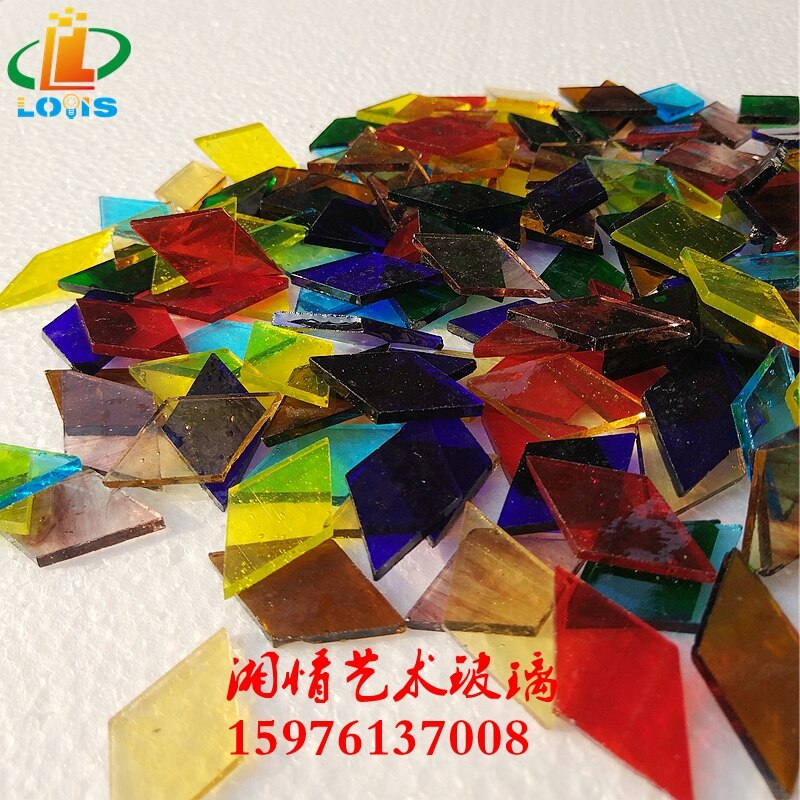 200g farver glas firkantede diamantstykker diy håndpuslespil til børn bulk mosaikmateriale dekorativ glasblok: 11cm diamanter