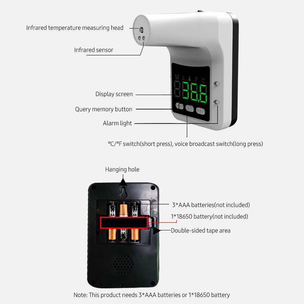 Non-contact Infrared Thermometer High-precision Automatic Induction Thermometer Rapid Measurement Support ℃/℉ Switch