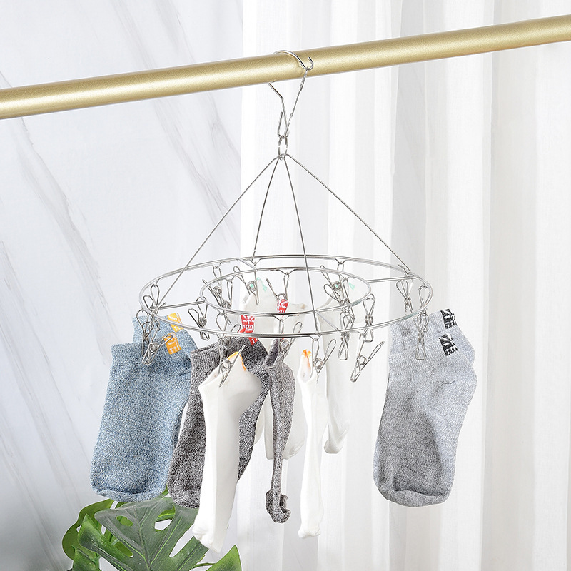 1PC Stainless Steel Clothes Drying Hanger Round Square Plum Shape Clothing Rack Underwear Sock Towel Clips Home Outdoor Supplies
