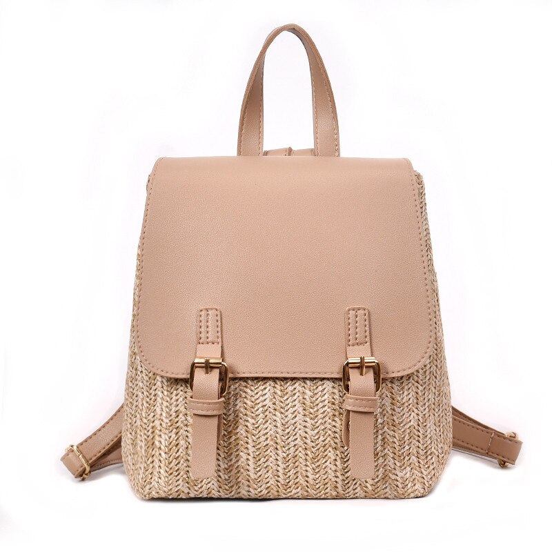 Herald femmes paille tissé sac à dos pour adolescente été sacs à dos sacs de voyage collège sac à dos directe: Khaki