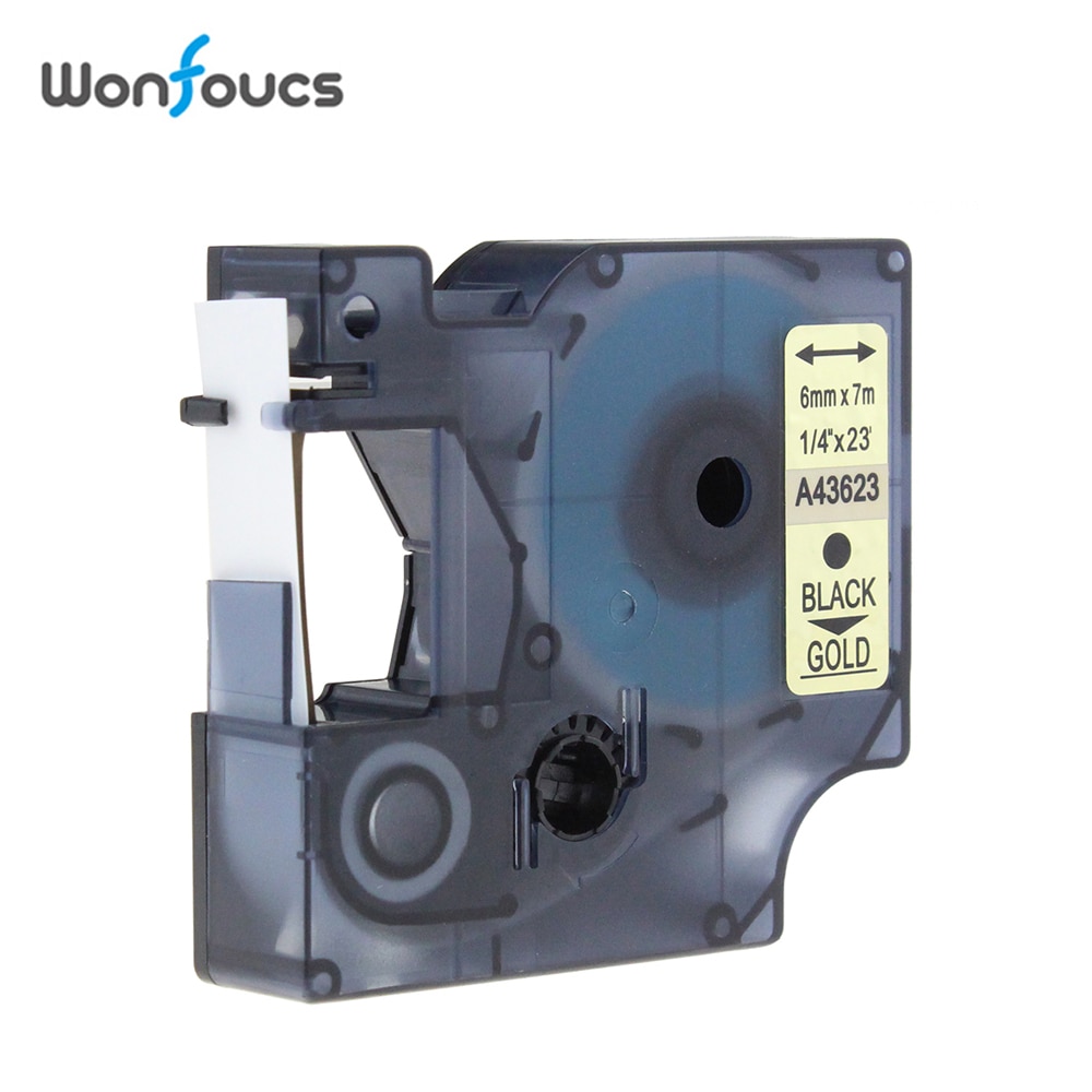 Compatible Dymo D1 Label Tapes 6mm 43623 Black On Gold Standard Adhesive Labeling Cartridge For Label Maker LW 210P Labeller