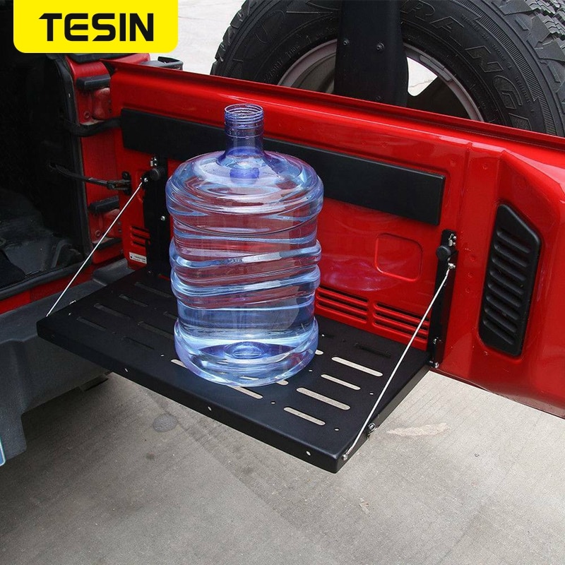 Tailgate Table For Jeep Wrangler 2007 JK Black Aluminum Alloy Foldable Multifunction Shelf Tail Gate Table Luggage Holder