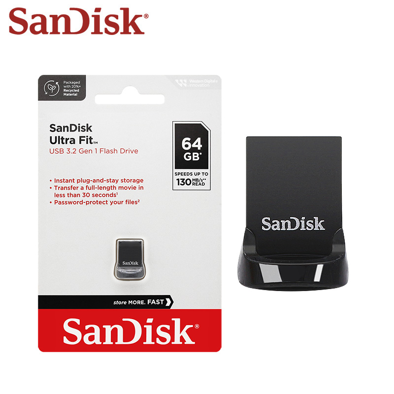 Original SanDisk USB 3.2 Gen 1 Flash Drive CZ430 32GB 64GB Mini Ultra Fit Memory Stick 16GB 128GB 512GB U Stick For PC