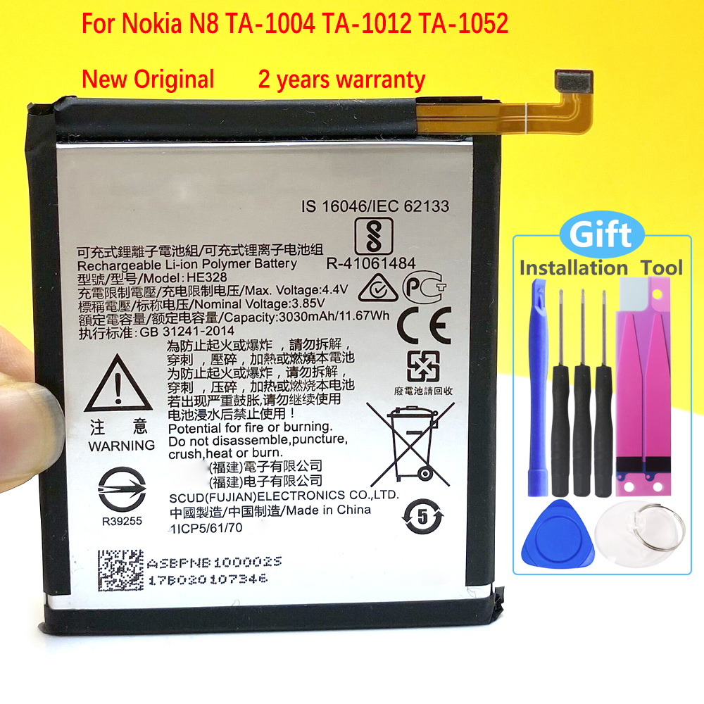 100% Original HE328 3030mAh Batterie Für Nokia 8 N8 Neue + Tracking nummer