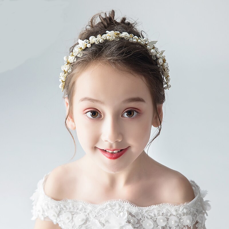 Children's headdress head flower headband Princess Pearl Wreath girl hair accessories Korean ladies wild headband performance je