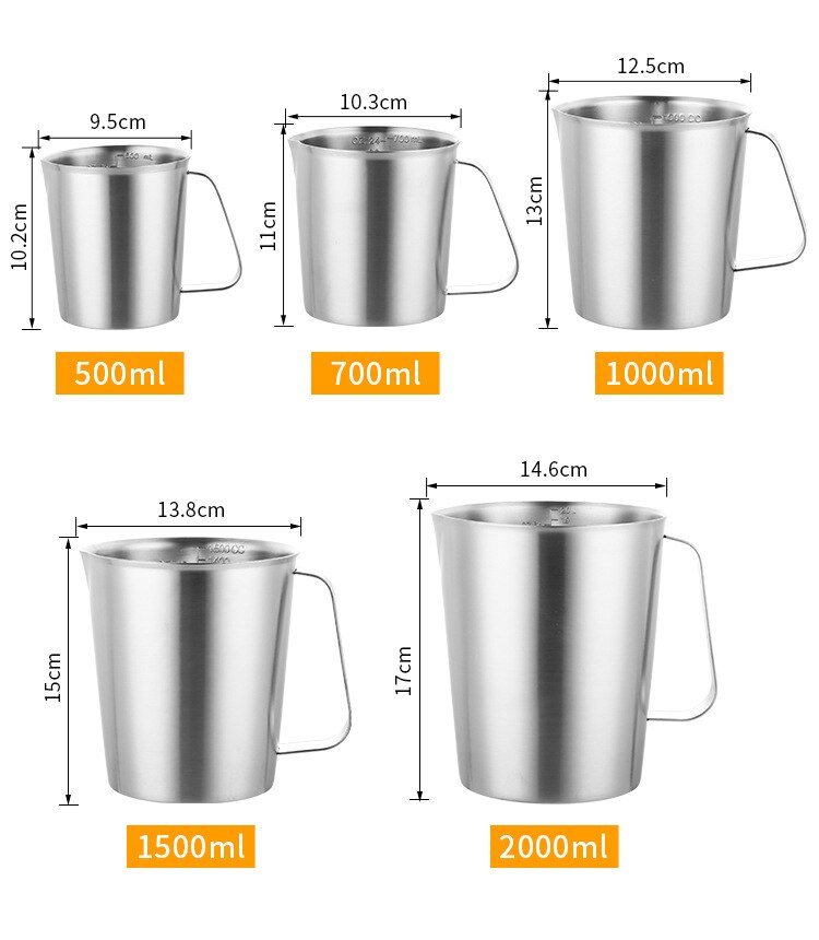 Tykkere rustfritt stål målebøtte melkeskummende kanne for kaffekunst kjøkken bar måleverktøy