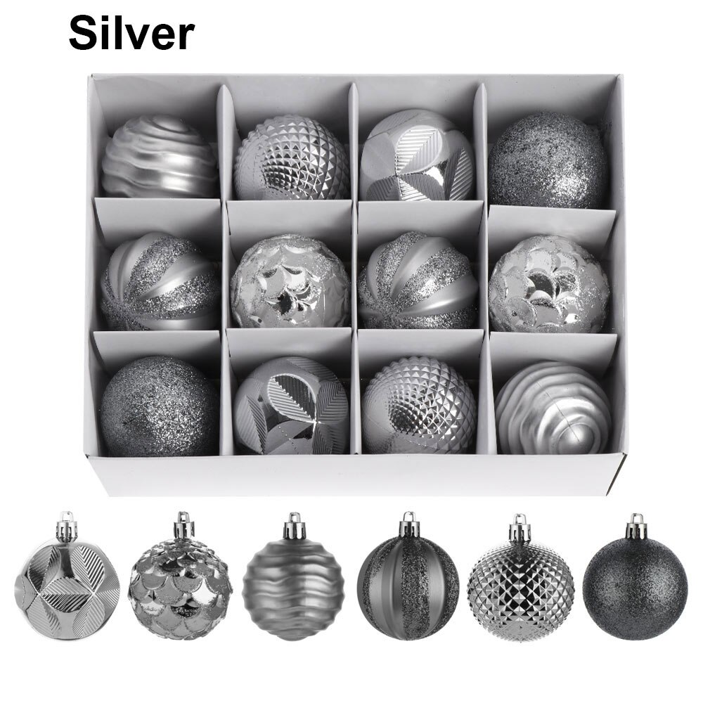 Plastic Ball Bauble Pendant Xmas Hanging DIY Home Christmas Tree Decoration Party Supplies 2021New: silver