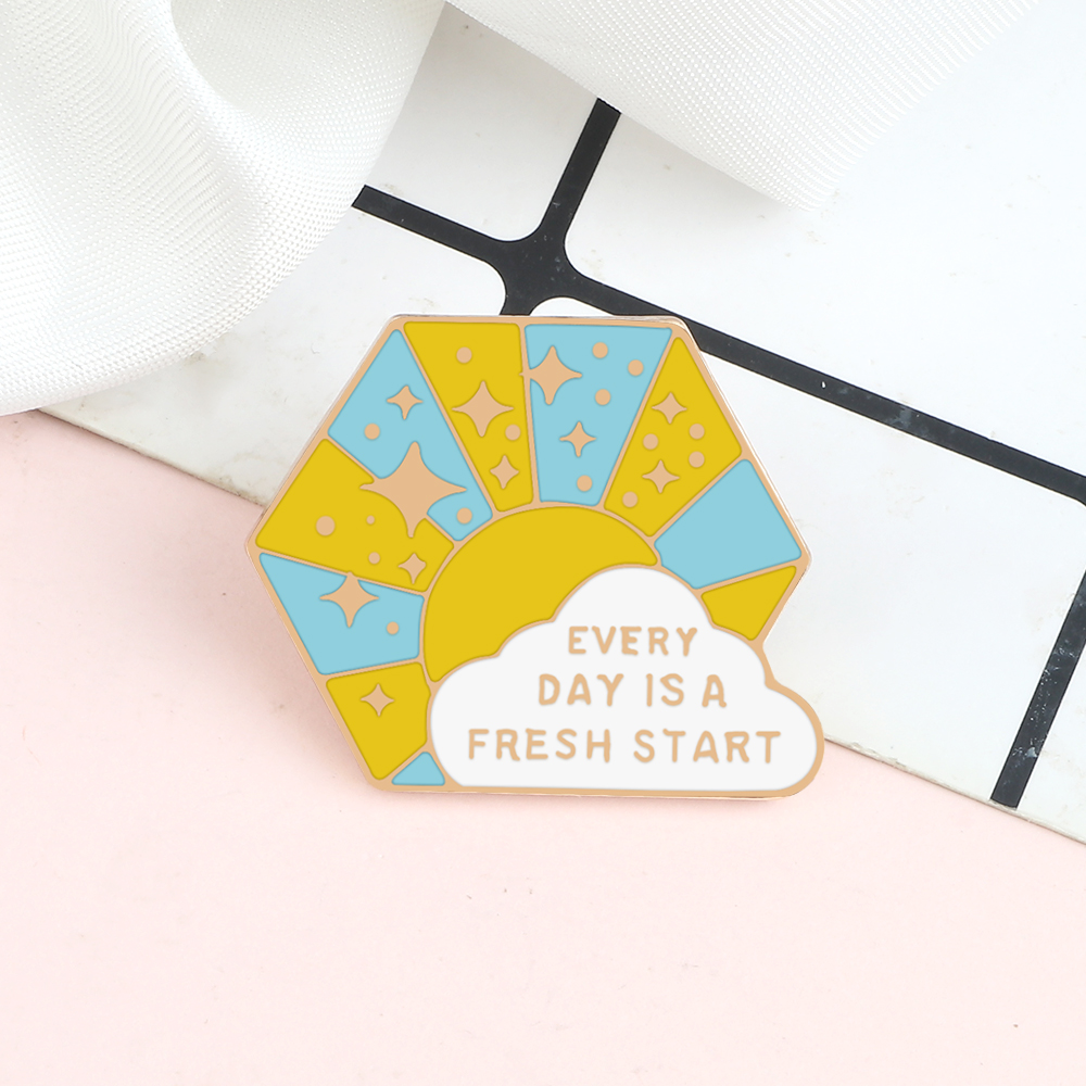 Alfileres esmaltados con citas de lema de la vida, broche 'Nunca Give Up' 'Live in the ', eslogan de pancarta, insignia, de joyería para amigos