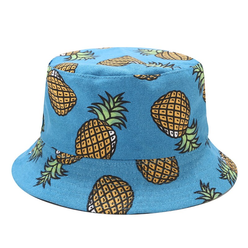 Chapeau bob unisexe imprimé ananas, couvre-chef pliable, pour la plage, la pêche, pour l'extérieur, pour femmes et hommes: Bleu