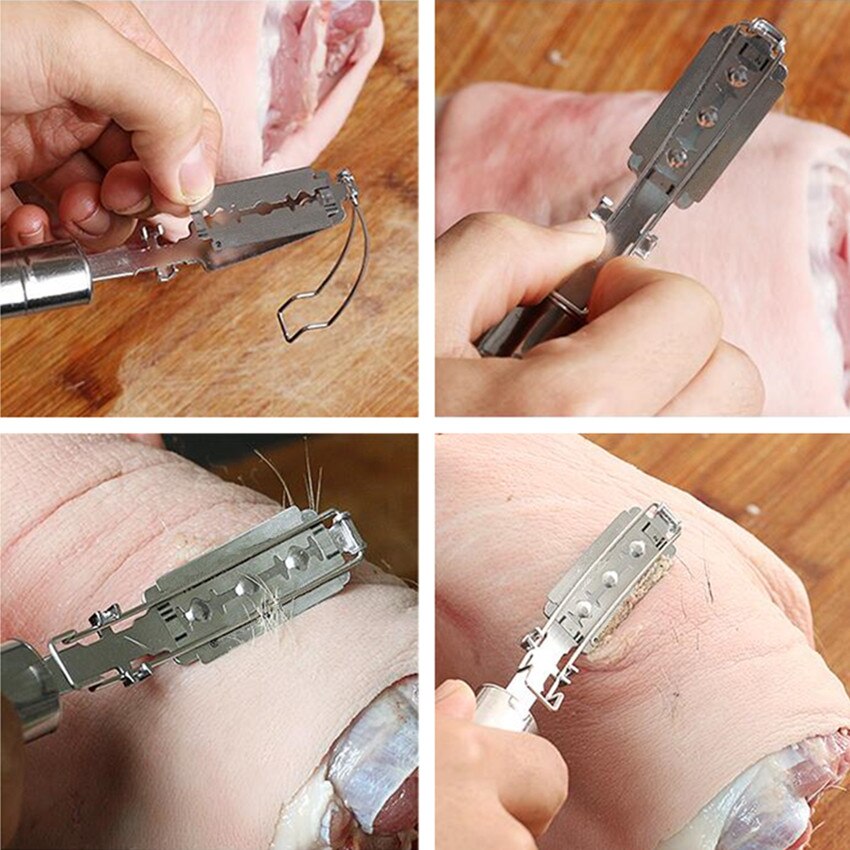 1PCS Kitchen Stainless Steel Scraping Pig Hair Knife Chicken Duck Hair Scraper Cooking Meat Tools Poultry Hair Removal Knife