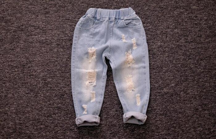 Jongens &amp; Meisjes Ripped Jeans Lente Zomer Herfst Stijl Trend Denim Broek Voor Kids Kinderen Distrressed Gat Broek