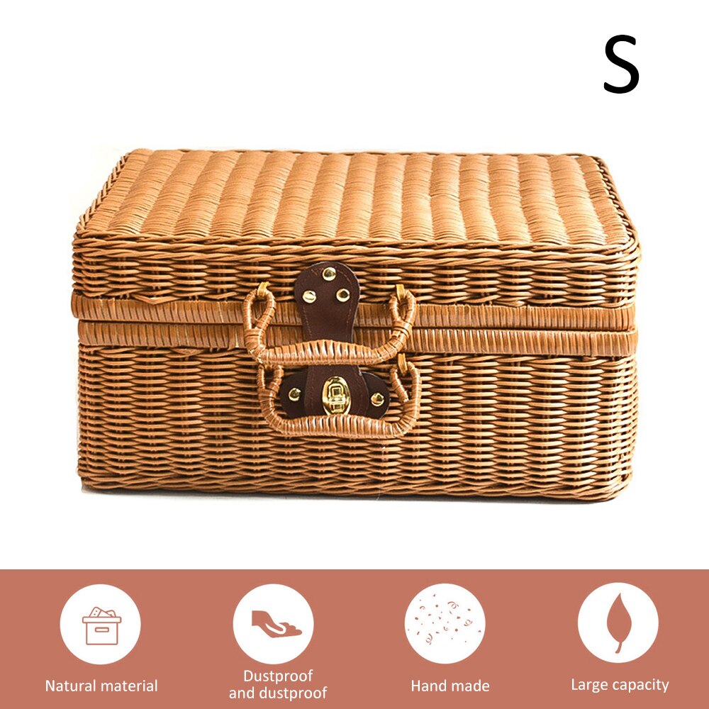 Retro Handwoven Rectangular Wicker Handbag, Simula... – Grandado