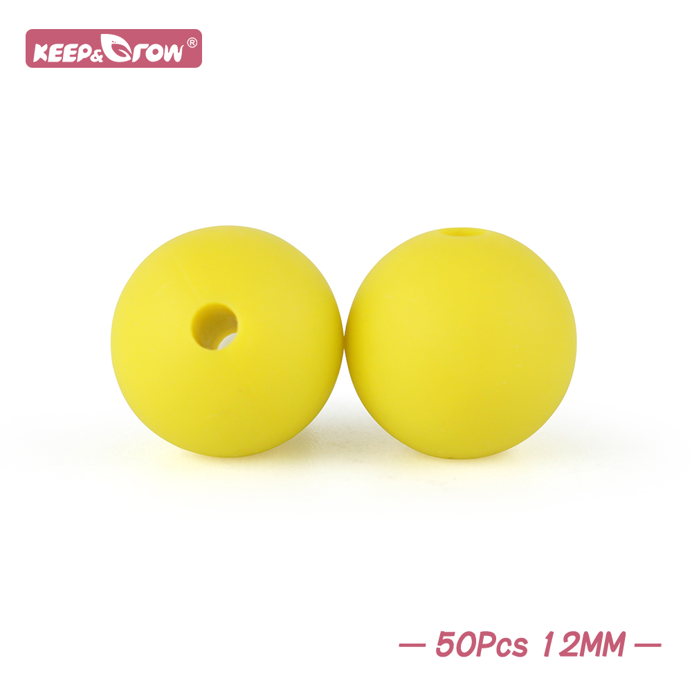 Perles rondes en Silicone de 12MM, 50 pièces, accessoires de dentition pour bébé, anneaux de dentition à croquer, sans Bpa, perles d'allaitement pour bébé: Or et de lumière