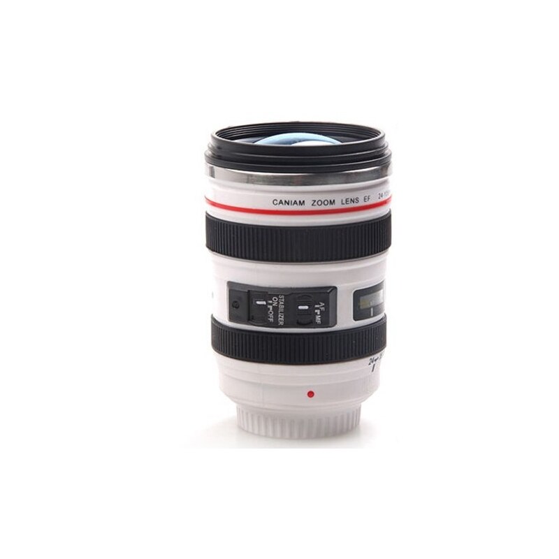 SLR caméra lentille en forme de café thé bière tasse 400 ML nouveauté tasses et tasses avec couvercle sans BPA: Six white