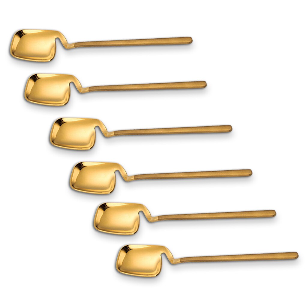 Cucharas de café de acero inoxidable para Bar, restaurante, , Chocolate, leche, mango largo, oro rosa, 6 piezas
