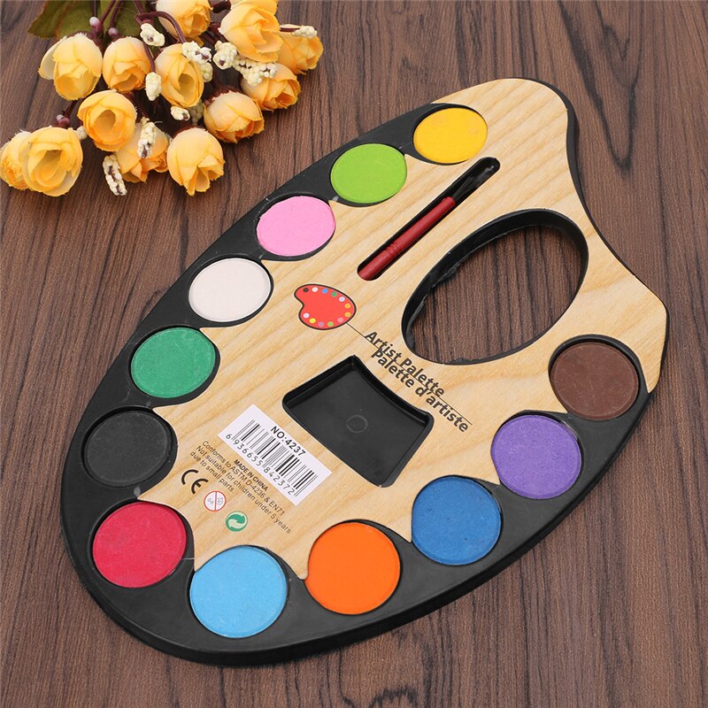 12 couleurs artiste Palette peintures ensemble main mur Textile peinture brosse