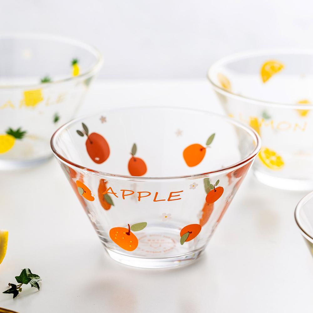 Mdzf 800ml frugt mønster glas salatskål frugt dessert nudler skål hjemme nordisk stil køkken suppe ris serverings skåle service