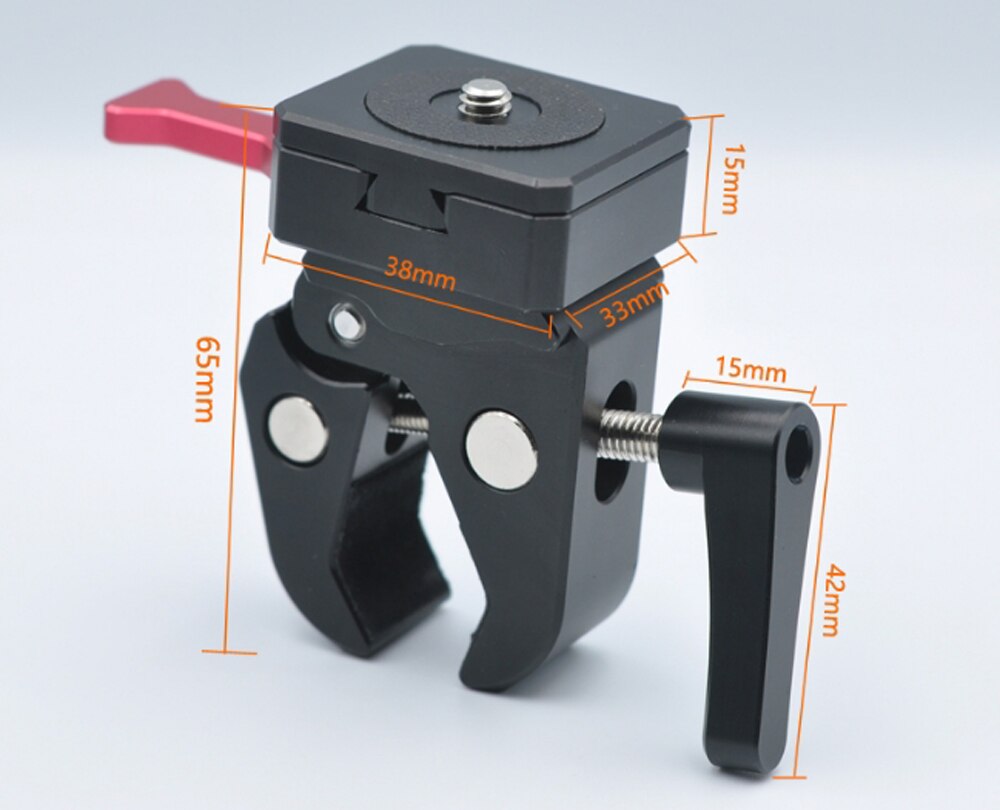 V-Mount Lock Battery Adapter with Clamp and quick release plate for Mounting to Light Stand Tripod.
