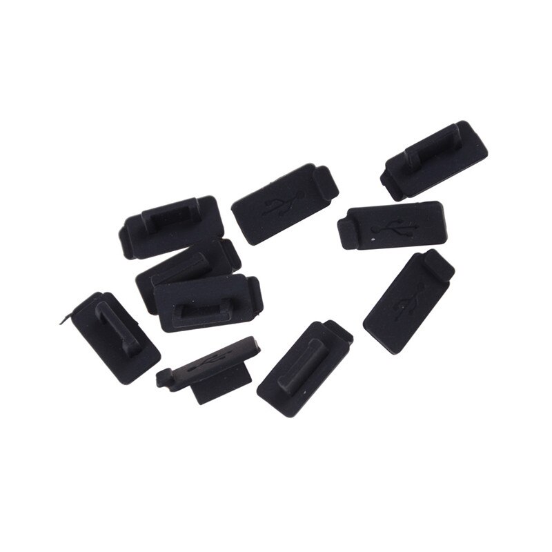 10Pcs Black Pc Laptop Usb Plug Cover Stopper Rubber Soft Silicon Dust Cap