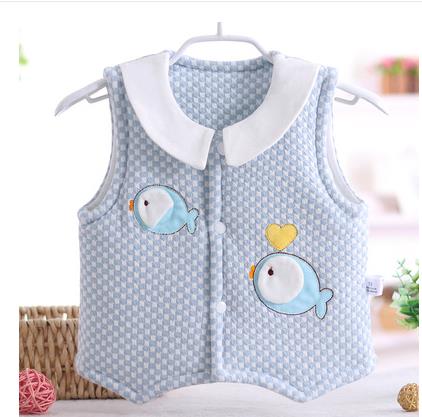 Baby cotton padded fish vest: Sky Blue / 3M