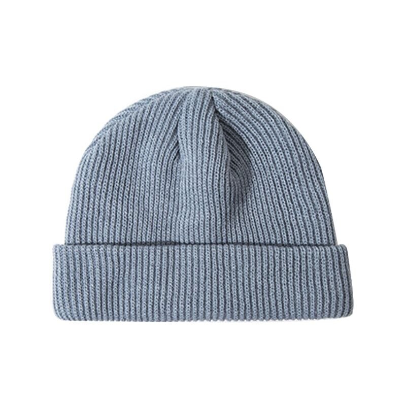 Gorro de punto acanalado con puños para mujer, gorro de melón corto Unisex de punto acanalado de Color sólido, gorro holgado Retro de esquí, gorro de pescador Docker: GY