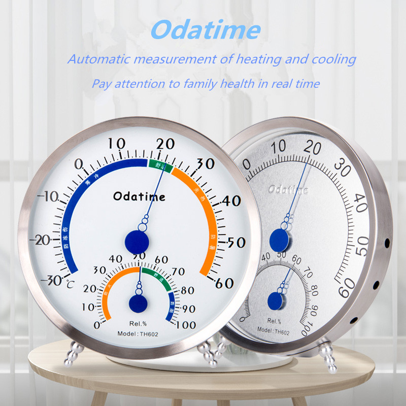 Odatime 3 Types Thermometer/Hygrometer Stainless Steel Standing/Wall Mounting Temperature Humidity Meters Instrument Tools