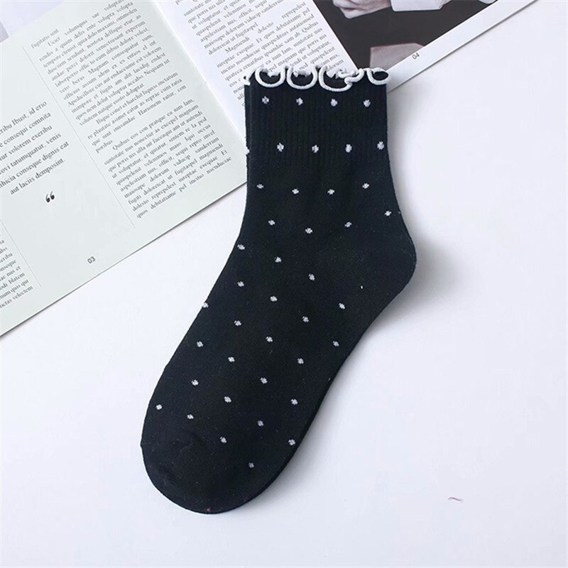 Calcetines mujer divertidos crossfit niña altos cortos largos antideslizante Calcetines con volantes kawaii para mujer, ropa de calle de algodón, color blanco, estilo coreano