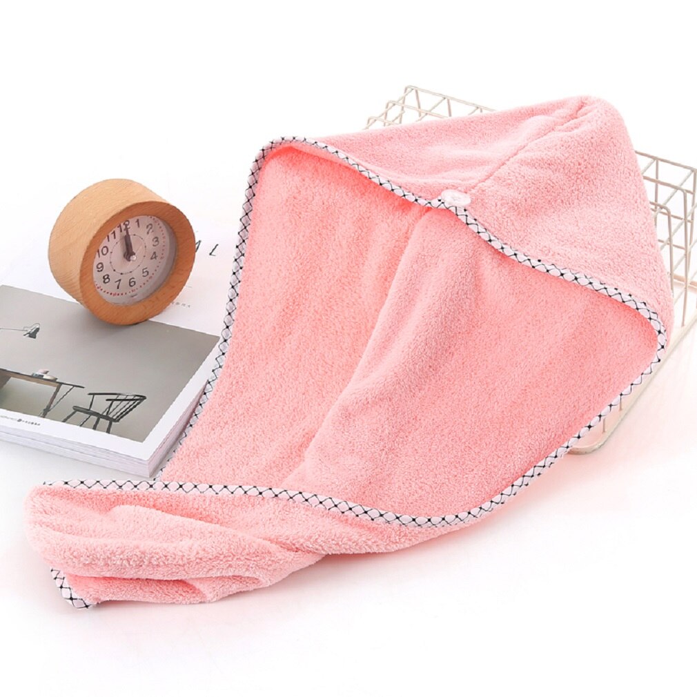 Gorro de pelo de secado largo Toalla de secado de cabello súper absorbente de secado rápido, Toalla de baño de microfibra más gruesa, gorro para el cabello, toalla turbante de salón, sombrero de baño: Rosa
