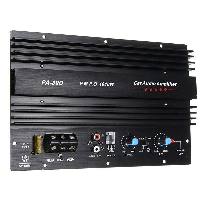 12V 1000W Mono Car Audio Power Amplifier Powerful Bass Subwoofers Amp PA80D