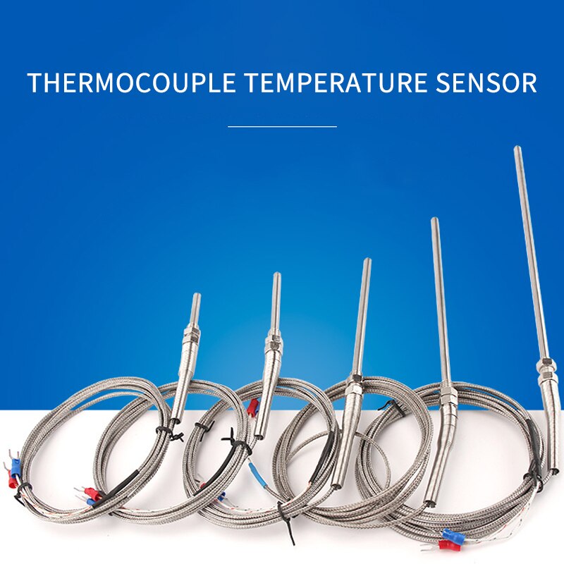K-type thermocouple stainless steel probe thermocouple 100mm 1m 2m 3m 4m cable length, thermocouple 0 ~ 400C temperature sensor