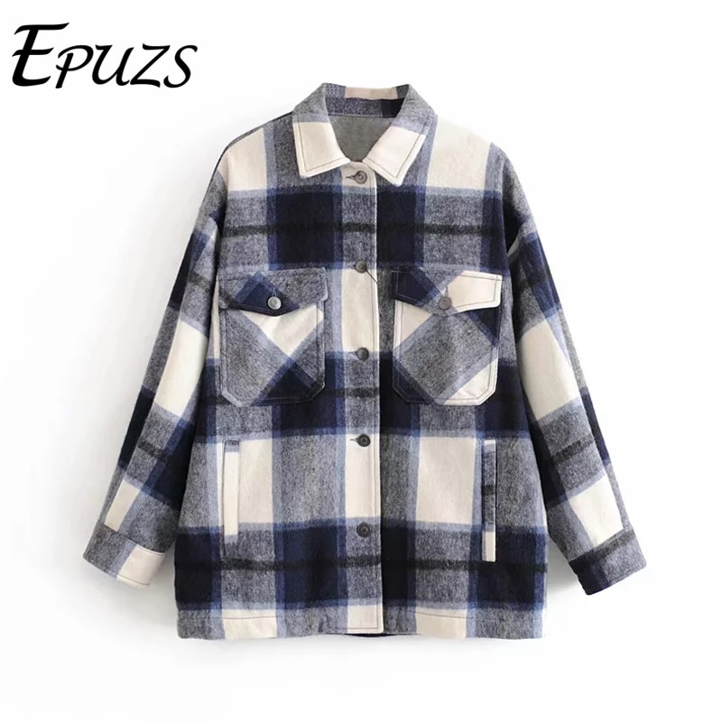 green red Plaid jacket for women winter coat Long Sleeve office coats and jackets women Oversized bomber jacket