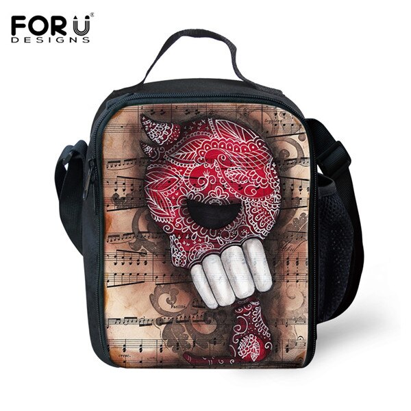 FORUDESIGNS Thermal Insulated Lunch Bag For Women Men Boys Girls 3D Skull Insulation Lunch Box Picnic Food Cooler Lunchbox Bolsa: C651G