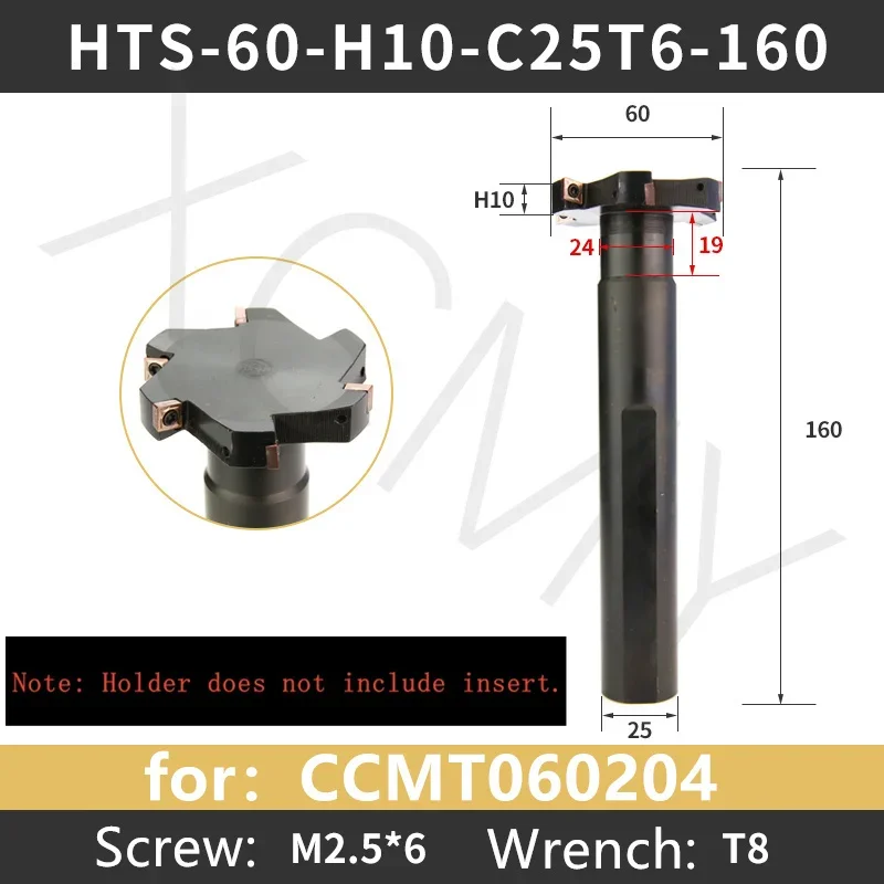 Fresa con ranura en T HTS D20-80 H08 H10 fresa con ranura Trapezoidal fresa lateral para CCMT06024 MPHT 060304 Inserto CNC