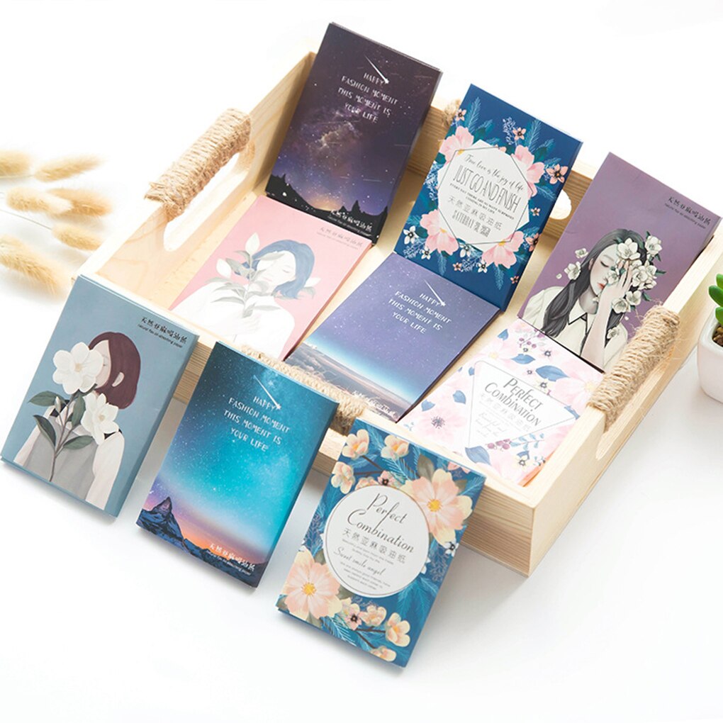 50 Stks/set Draagbare Facial Absorberend Papier Olie Controle Doekjes Absorberende Vel Vette Gezicht Reinigen Matten Tissue