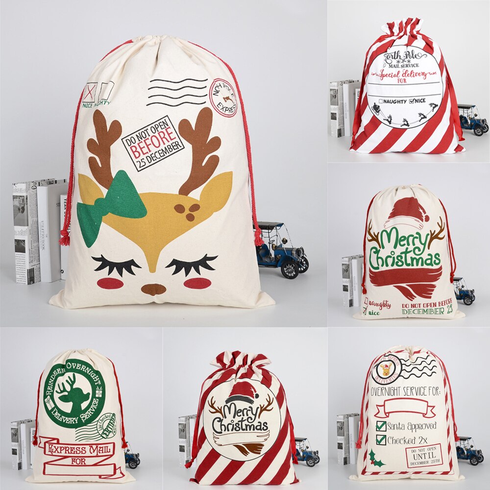 Bolsa de de Navidad, cordón de saco de Santa Claus, bolsa de algodón para almacenamiento de dulces, grande, Reino Unido