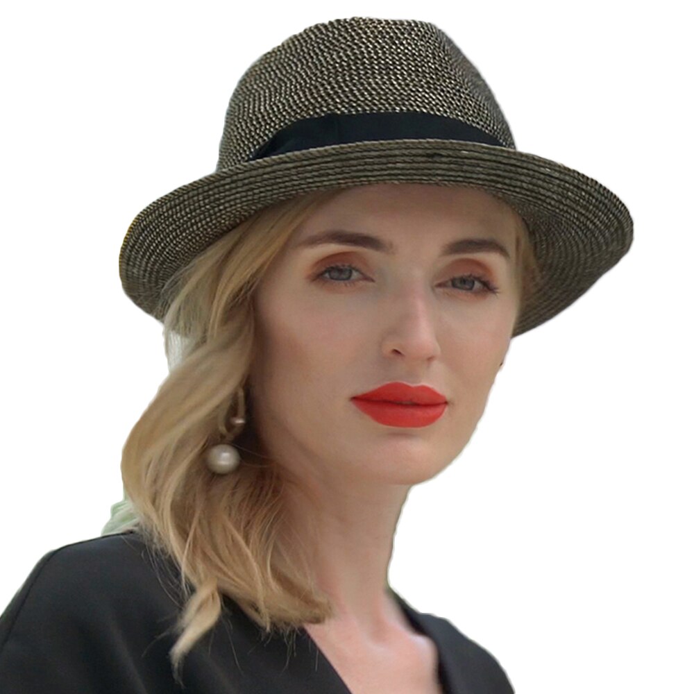 FS 2022 Gold Jazz Sun Hat For Women Ribbon Bow Straw Floppy Wide Brim Hats Casual Beach Hats Sunscreen Chapeau Femme: Default Title