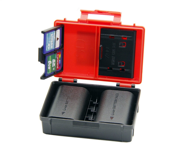 Kamera batterifodral låda sd cf xqd minneskort förvaringsfodral för canon lp -e6 lp-e8 en-el14 en-el15 np-fz100 ps- bls 5 bln -1 np-w235